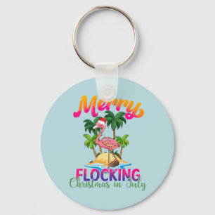 Merry Flocking Christmas Christmas in July Keychain