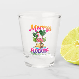 Merry Flocking Christmas Christmas in July Shot Glass