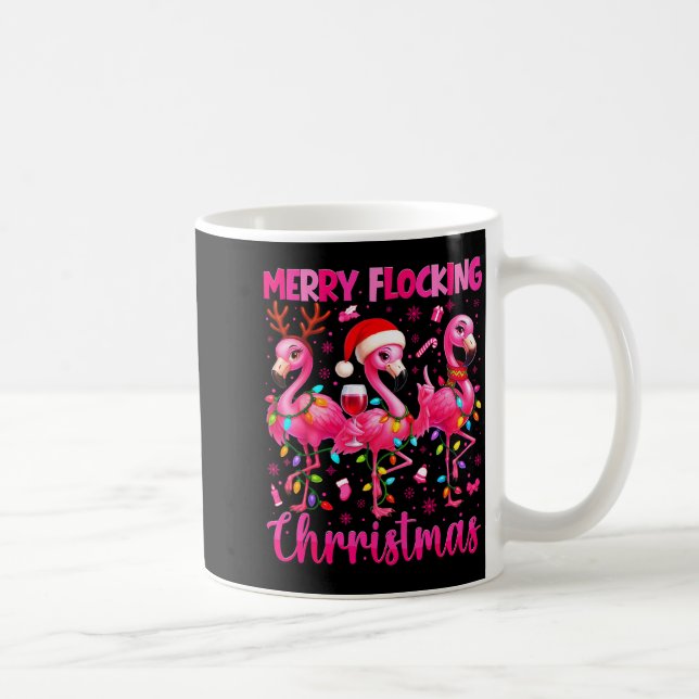 Merry Flocking Christmas Flamingo Drink Pjs Xmas M Coffee Mug (Right)