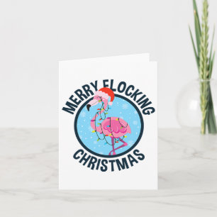 Merry Flocking Christmas Tropical Florida Flamingo Card