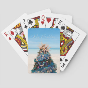 Merry Florida Christmas Tropical Beach HolidayTree Playing Cards
