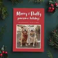 Merry Fluffy Golden Retriever Dog Photo Christmas