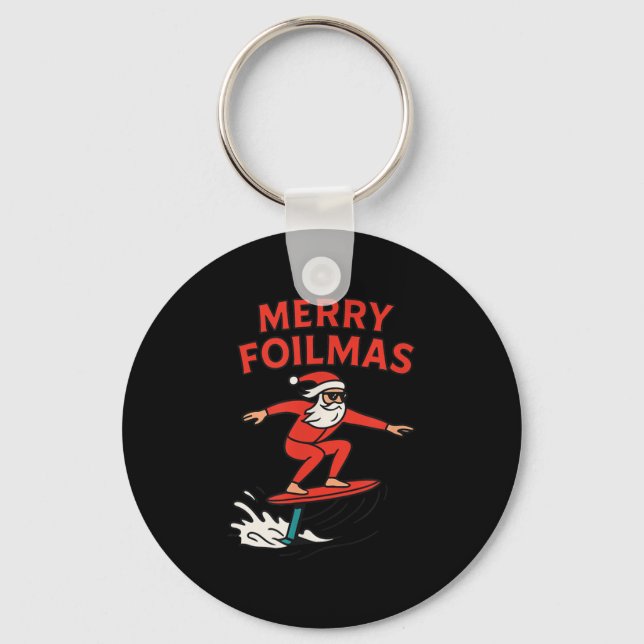 Merry Foilmas Santa Claus Hydrofoiling Christmas D Keychain (Front)
