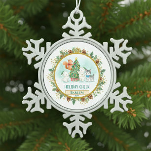 Merry Forest Custom  Snowflake Pewter Christmas Ornament