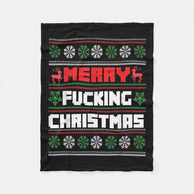 Merry Foring Christmas Funny Raunchy Curse Word Ho Fleece Blanket (Front)
