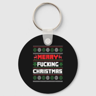 Merry Foring Christmas Funny Raunchy Curse Word Ho Keychain