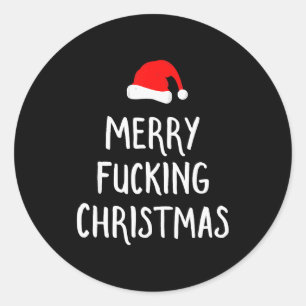 Merry Foring Christmas Inappropriate Santa Pajama  Classic Round Sticker