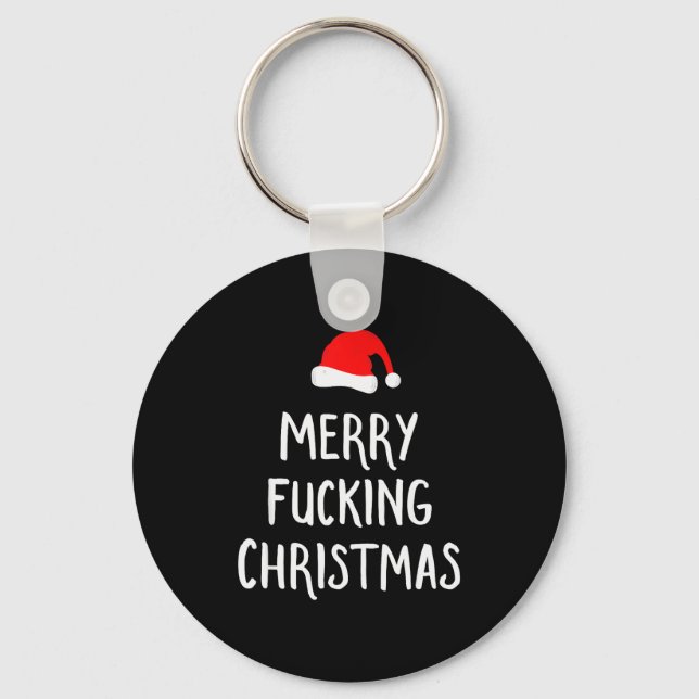 Merry Foring Christmas Inappropriate Santa Pajama  Keychain (Front)