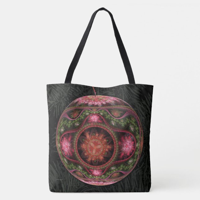 Merry Fractal Art Ornament Tote Bag (Back)