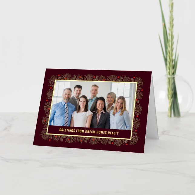 Merry Frame FOIL Business Holiday Greeting Card (Front)