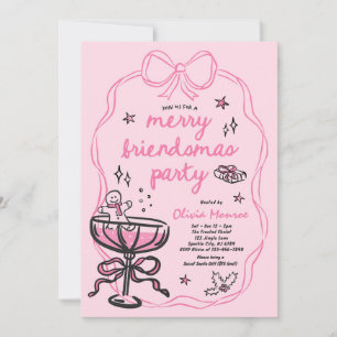 Merry Friendsmas Christmas Cocktail Holiday Party Invitation