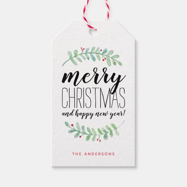 Merry Garland Holiday Gift Tag (Front)