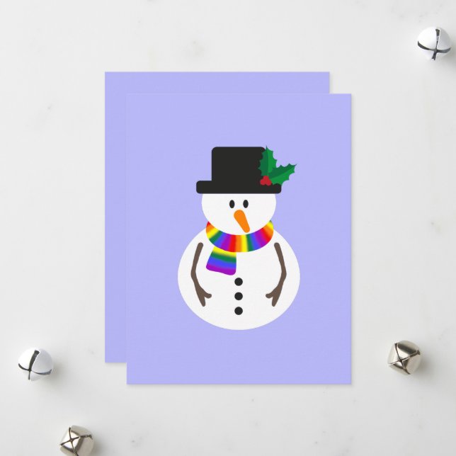 Merry & Gay Snowman Flat Christmas Card (Front/Back In Situ)