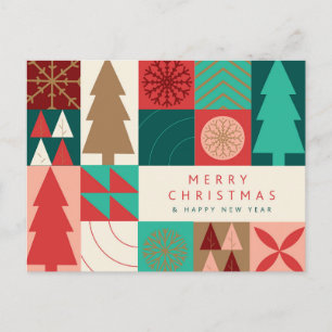 Merry Geometric Christmas - Modern Holiday Postcard