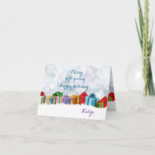 Merry Gift Giving Personalized Snow Surprise Card