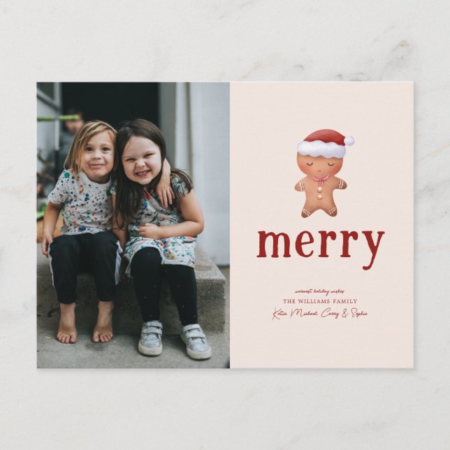 MERRY | Gingerbread Man Holiday Postcard (Front)