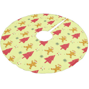 Merry gingerbread santa Snowflake Xmas tree  patte Brushed Polyester Tree Skirt