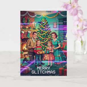 Merry Glitchmas Christmas Card Funny Tech Holiday