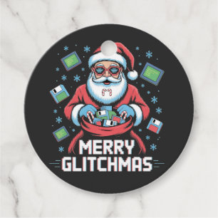 Merry Glitchmas Coding Programmer Santa Christmas Favour Tags