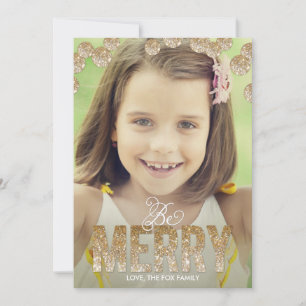 Merry Glitter Holiday Photo Cards - Gold