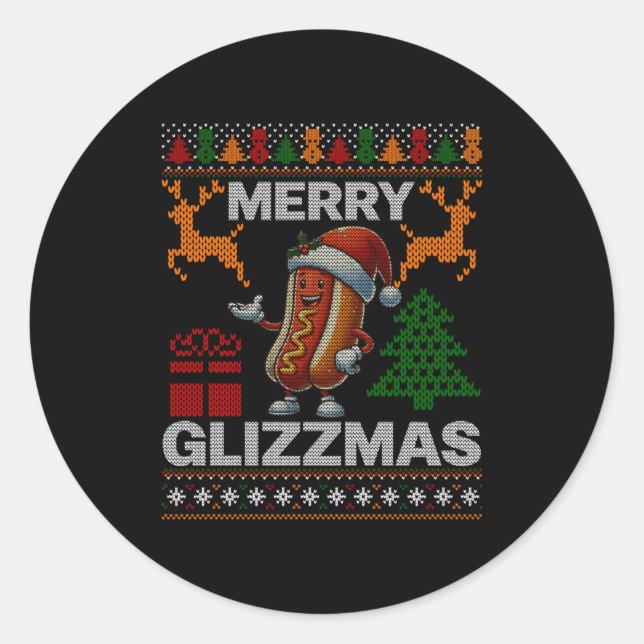 Merry Glizzmas -christmas Glizy Matching Family Ug Classic Round Sticker (Front)