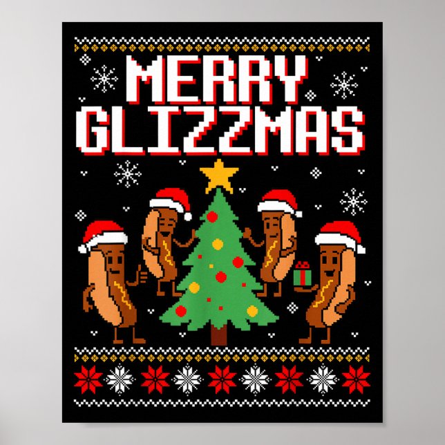 Merry Glizzmas Funny Merry Christmas Hotdogs Xmas  Poster (Front)