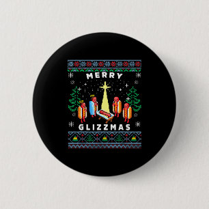 Merry Glizzmas Funny Ugly Christmas Sweater Glizzy 2 Inch Round Button