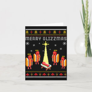 Merry Glizzmas Hot Dog Funny Ugly Christmas Sweate Card