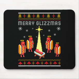 Merry Glizzmas Hot Dog Funny Ugly Christmas Sweate Mouse Pad