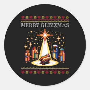 Merry Glizzmas Tacky Funny Merry Christmas Hot Dog Classic Round Sticker