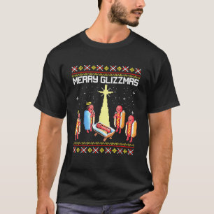 Merry Glizzmas Tacky Funny Merry Christmas Hotdogs T-Shirt