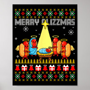 Merry Glizzmas Ugly Christmas Sweaters Hot Dogs Xm Poster