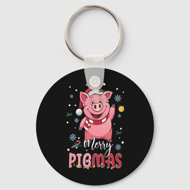 Merry Gmas Santa G Christmas Lights Xmas Farm T Sh Keychain (Front)