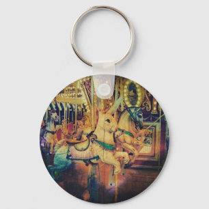 Merry Go Round Animals Grunge Keychain