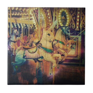 Merry Go Round Animals Grunge Tile
