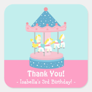 Merry Go Round Carousel Birthday Party Stickers