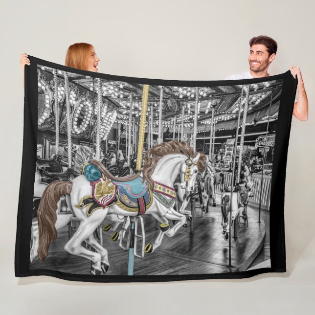 Merry Go Round Carousel Fleece Blanket (In Situ)