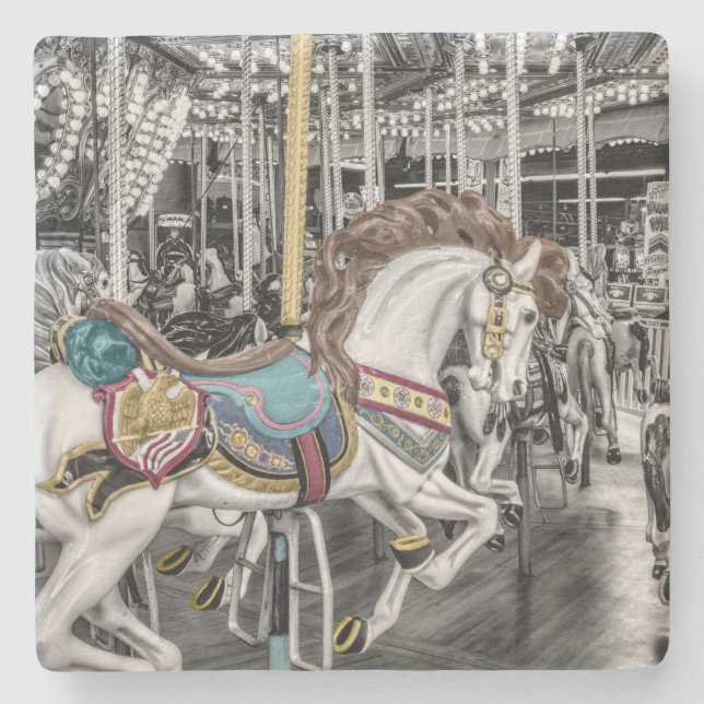 Merry Go Round Carousel Photography Stone Coaster (Front)