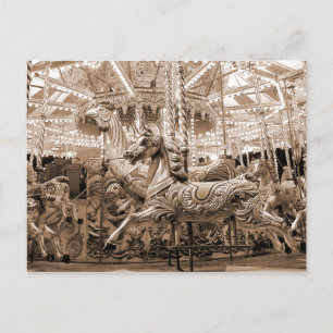 Merry-go-round / Carousel - Sepia Postcard