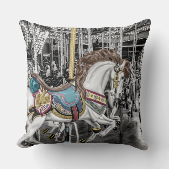 Merry Go Round Carousel Throw Pillow (Front)