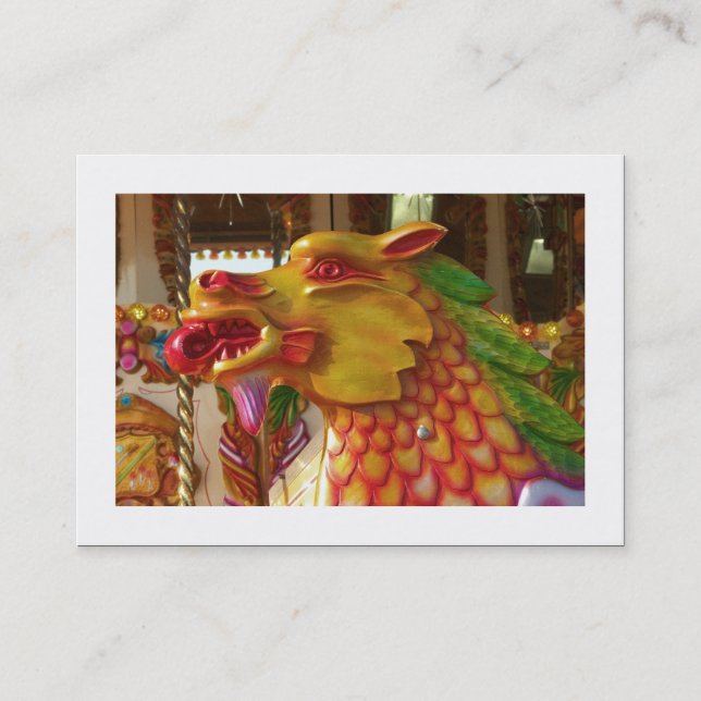 Merry-go-round Dragon (Bordered) Business Card (Front)