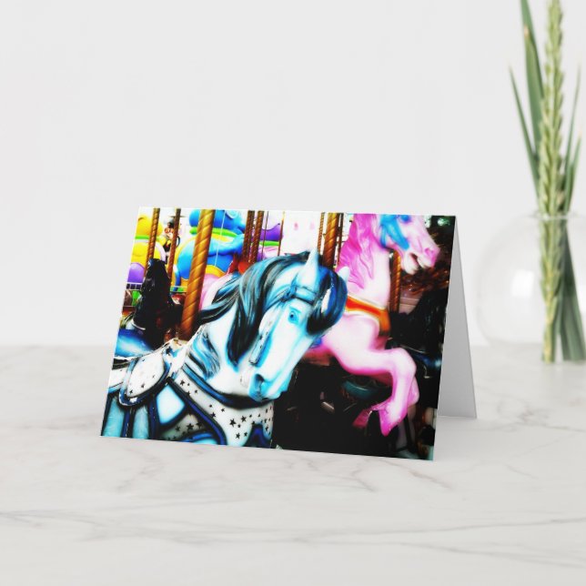 Merry-go-round horses Birthday Card (Front)