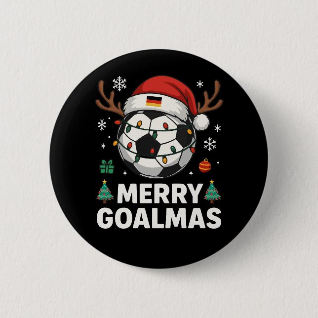 Merry Goalmas - Funny Soccer Christmas 2 Inch Round Button (Front)