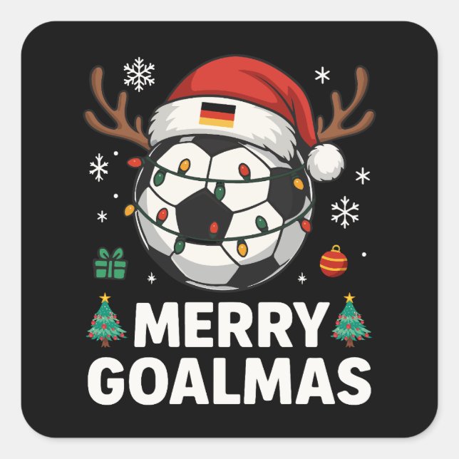 Merry Goalmas - Funny Soccer Christmas Square Sticker (Front)