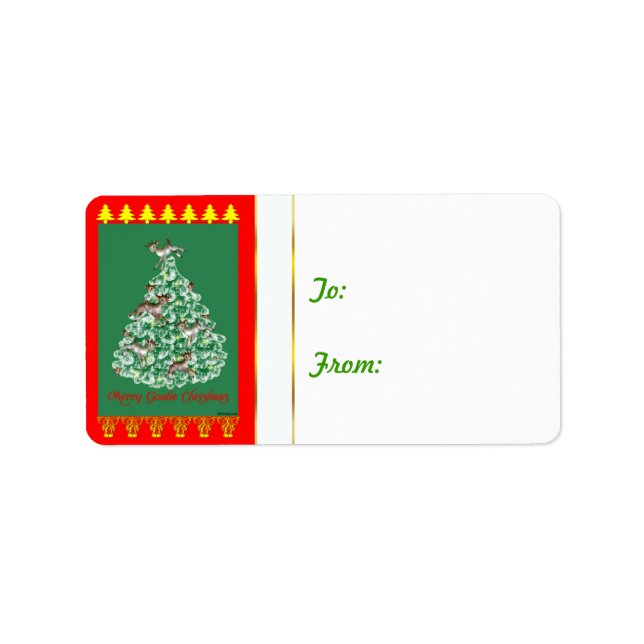Merry Goatie Christmas Gift Tag Sticker (Front)