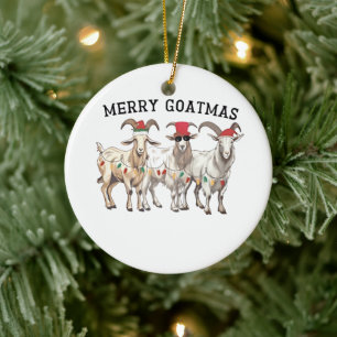 Merry Goatmas Animal Goat Lover Merry Christmas Ceramic Ornament