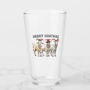 Merry Goatmas Animal Goat Lover Merry Christmas Glass