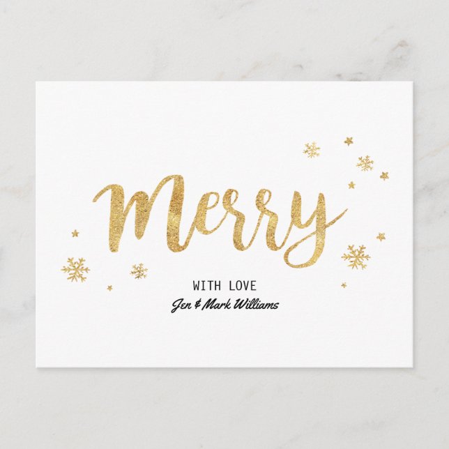 Merry (Gold) Holiday Postcard (Front)