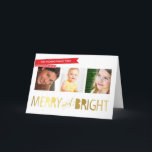 MERRY GOLD PHOTO HOLIDAY cute modern typography<br><div class="desc">NOTE - the gold foil image is a printed picture TIP :: 1. To resize / reposition the photo hit the "customise it" button. 2. You can also change the fonts, move and add more text!Send and extra special message with style and pizzazz this year... Personalized with your details &...</div>