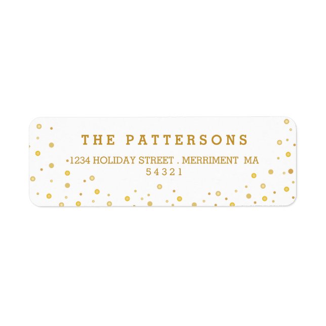 Merry Gold Tone Polkadot Return Address Labels (Front)